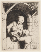 KG 04216
<br/>
Moeder en twee kinderen in deuropening
<br/>
<em>Ostade, Adriaen van (1610-1684)</em>